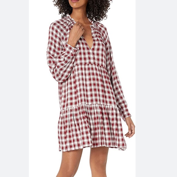 BB Dakota by Steve Madden Plaid to Be You Long Sleeve Babydoll Minidress - Picture 3 of 5